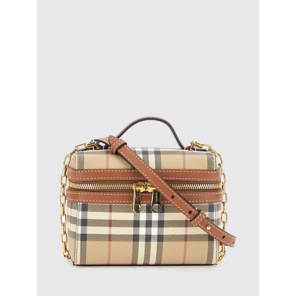 Burberry Women Burberry Vintage Check Canvas Mini Handbag With Shoulder Strap